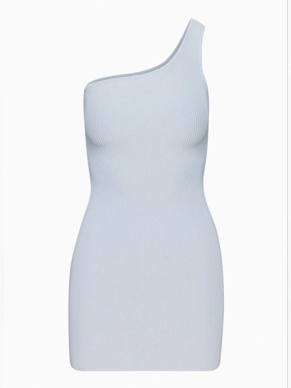aritzia x Babaton sculpt knit one-shoulder dress Cement Blue